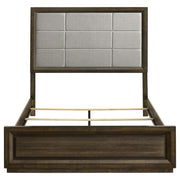 Atlas 64-inch Queen Upholstered Panel Bed Grey and Dark Oak - detail 4