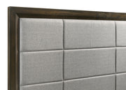 Atlas 64-inch Queen Upholstered Panel Bed Grey and Dark Oak - detail 7