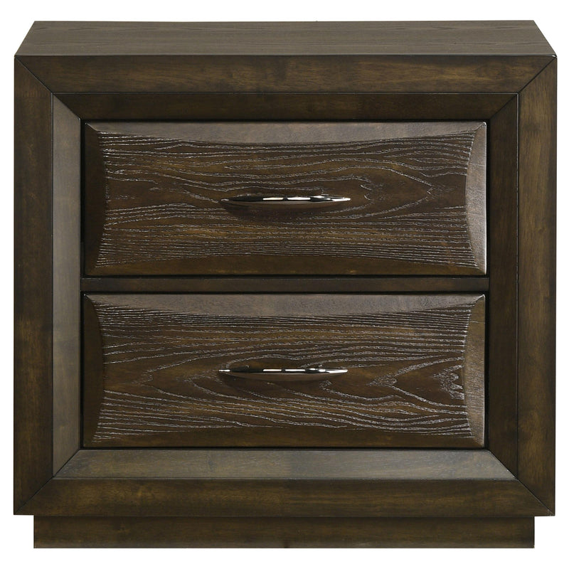 Atlas 2-drawer Bedroom Nightstand Bedside Table Dark Oak - detail 3