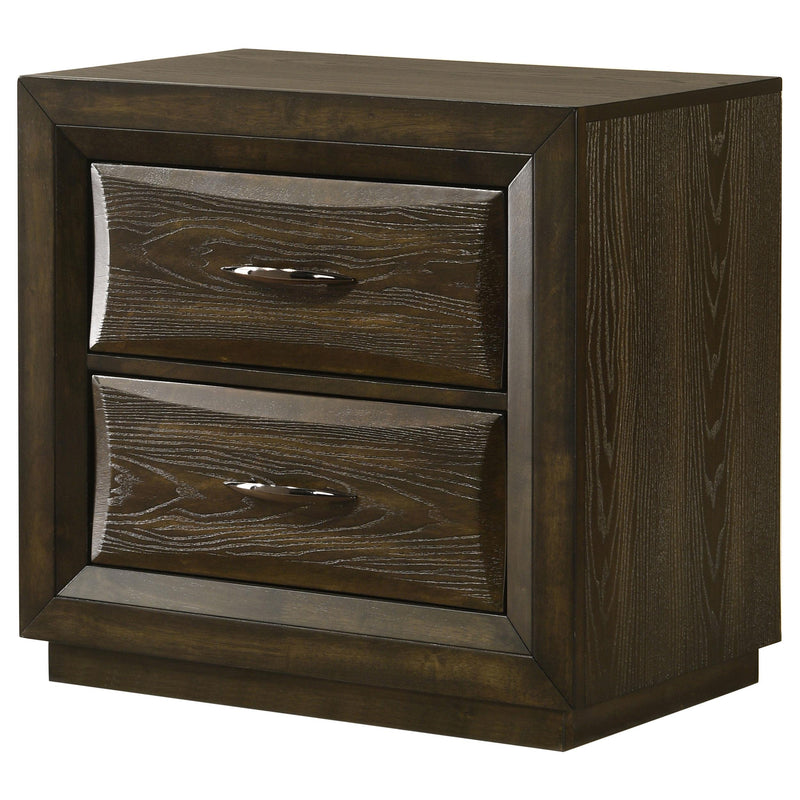 Atlas 2-drawer Bedroom Nightstand Bedside Table Dark Oak - detail 4