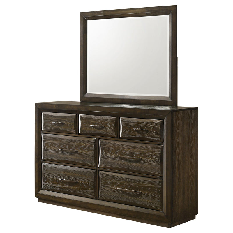 Atlas 7-drawer Bedroom Dresser and Mirror Set Dark Oak - detail 4