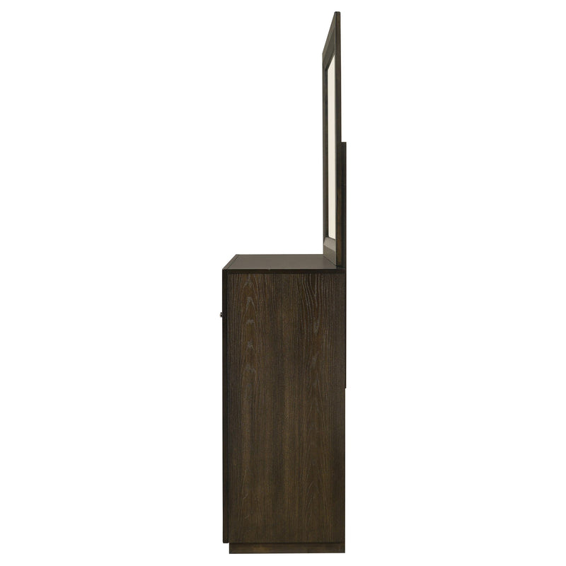 Atlas 7-drawer Bedroom Dresser and Mirror Set Dark Oak - detail 5