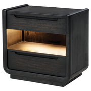 Leandro 2-drawer LED Nightstand with USB Burnished Black - detail 4