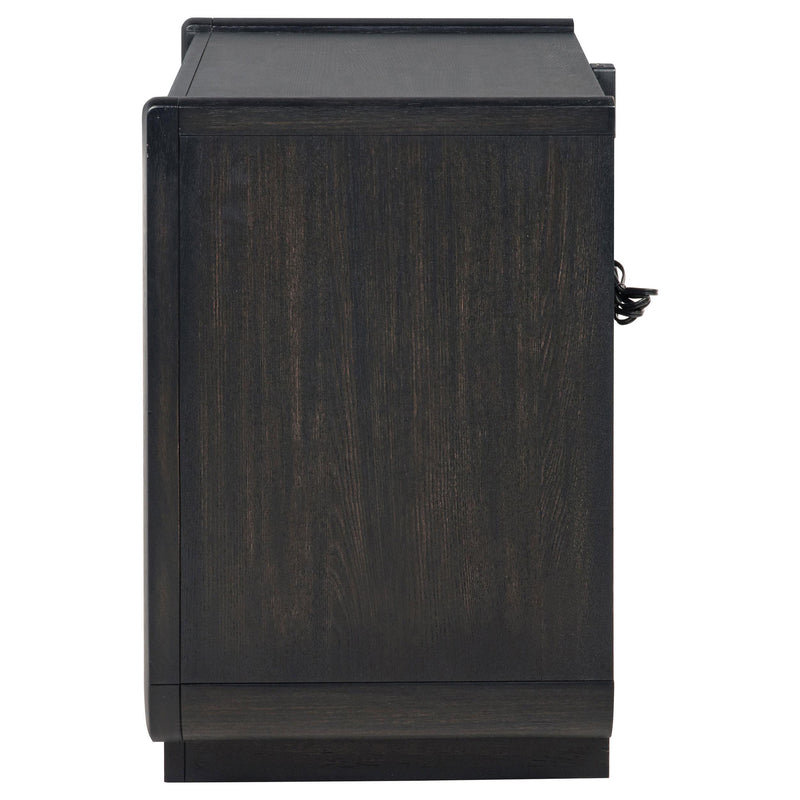 Leandro 2-drawer LED Nightstand with USB Burnished Black - detail 5