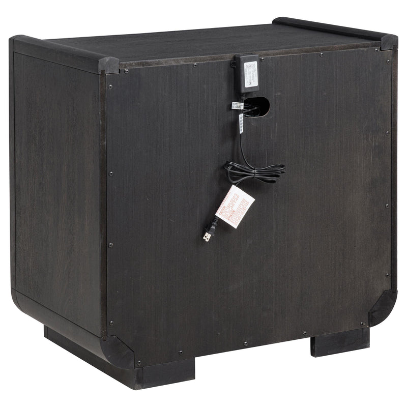 Leandro 2-drawer LED Nightstand with USB Burnished Black - detail 6
