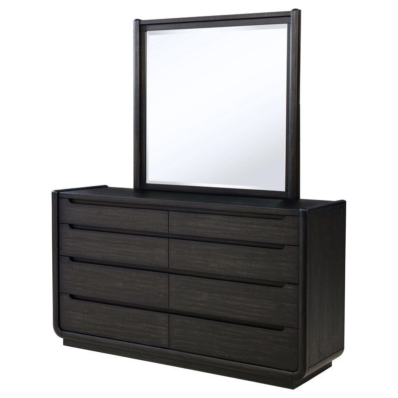 Leandro 8-drawer Bedroom Dresser with Mirror Burnished Black - detail 4