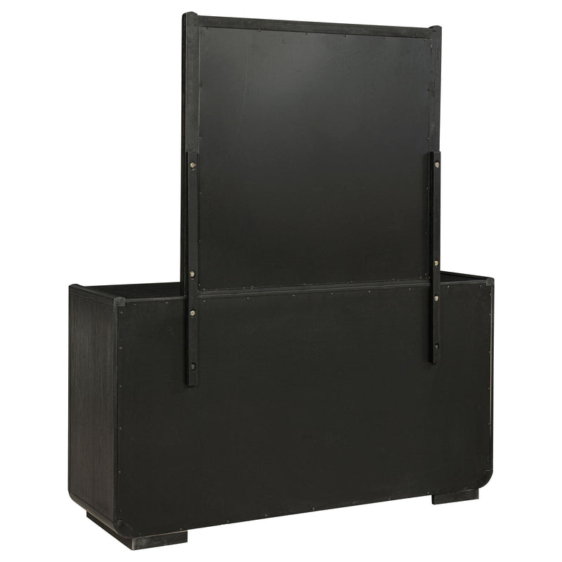 Leandro 8-drawer Bedroom Dresser with Mirror Burnished Black - detail 6