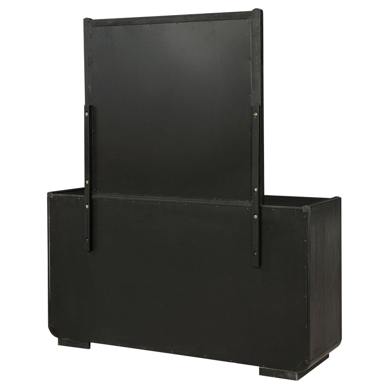 Leandro 8-drawer Bedroom Dresser with Mirror Burnished Black - detail 8