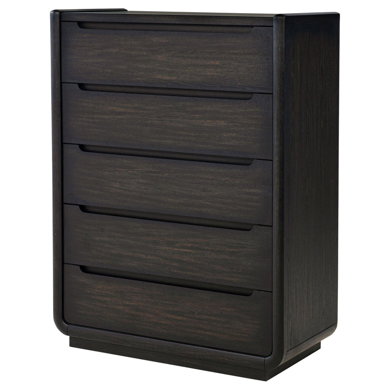 Leandro 5-drawer Bedroom Chest of Drawers Burnished Black - detail 4