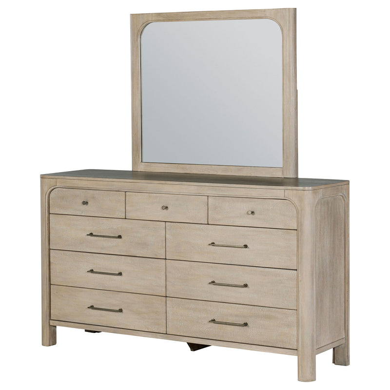 Solano 9-drawer Bedroom Dresser with Mirror Weathered Mango - detail 4