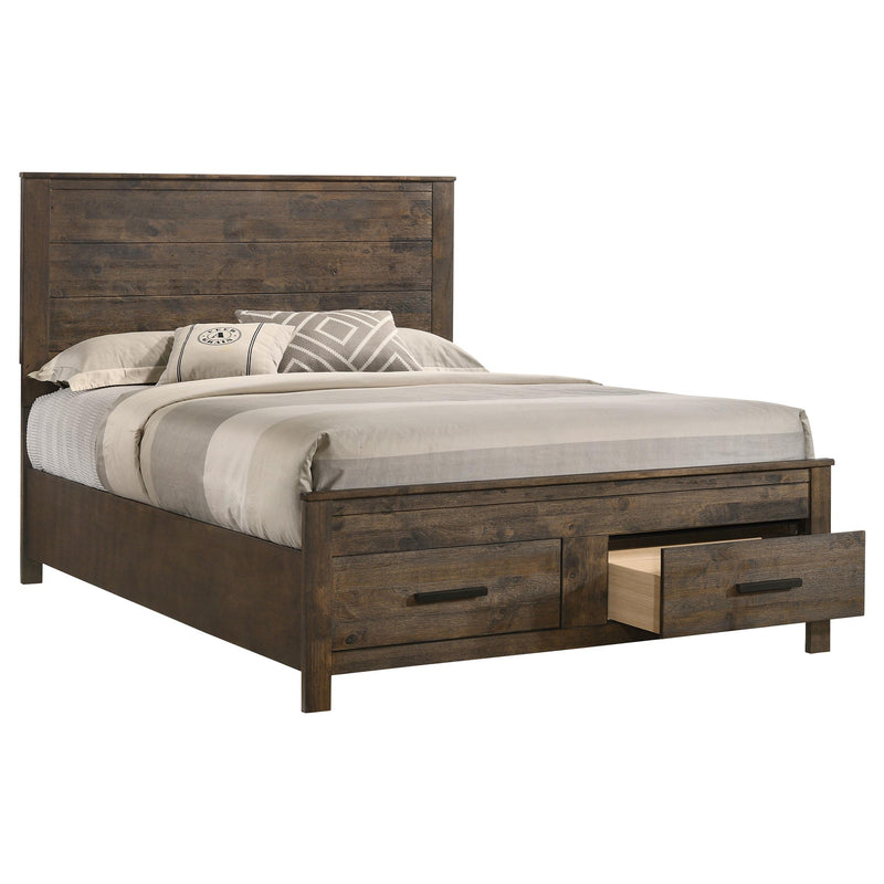 Woodmont Wood Queen Storage Panel Bed Rustic Golden Brown - detail 3