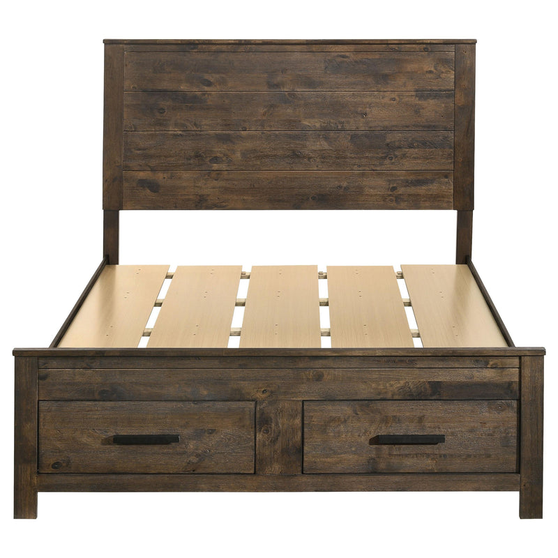 Woodmont Wood Queen Storage Panel Bed Rustic Golden Brown - detail 4