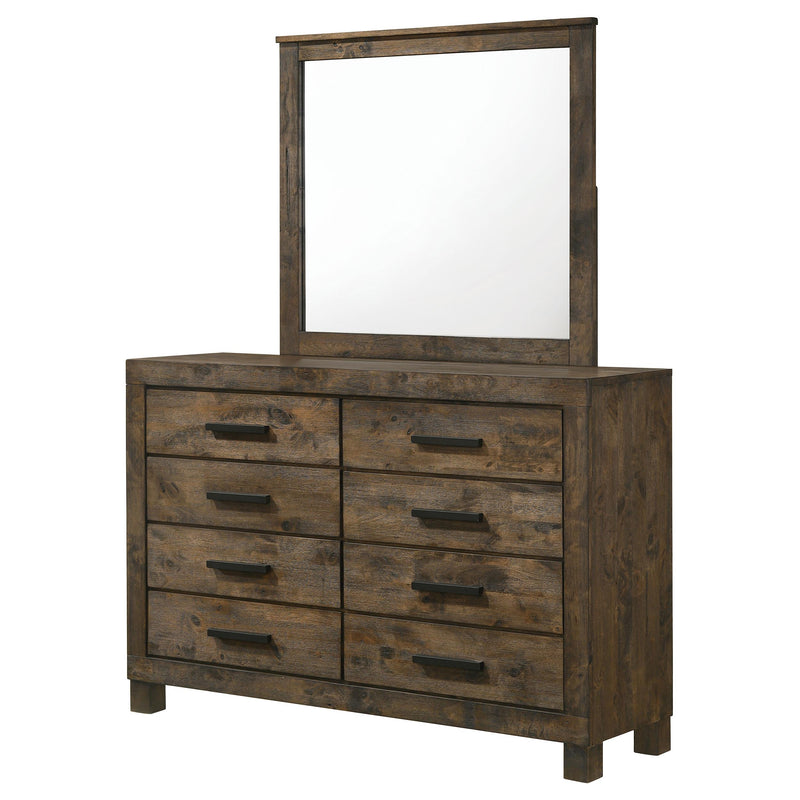Woodmont 8-drawer Dresser with Mirror Rustic Golden Brown - detail 4