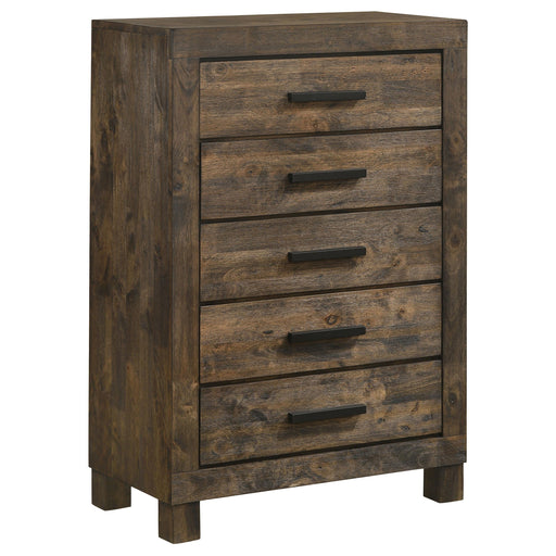 Woodmont 5-drawer Bedroom Chest Rustic Golden Brown - alternate view