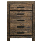 Woodmont 5-drawer Bedroom Chest Rustic Golden Brown - detail 3