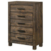 Woodmont 5-drawer Bedroom Chest Rustic Golden Brown - detail 4