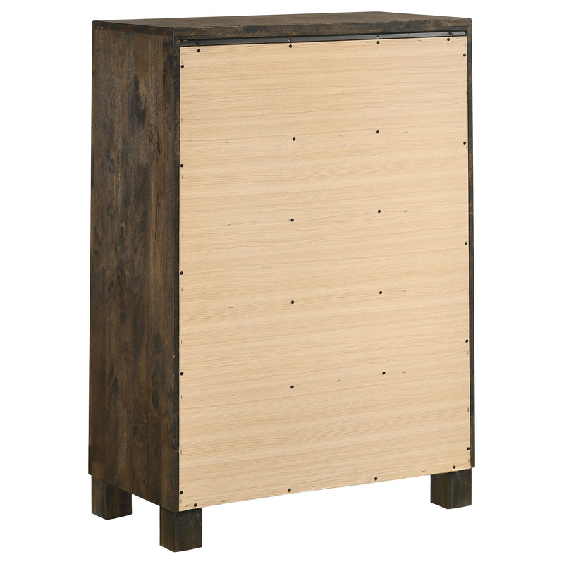 Woodmont 5-drawer Bedroom Chest Rustic Golden Brown - detail 6