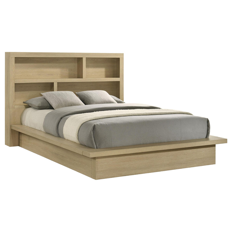 Hendricks Queen Bookcase Headboard Platform Bed Light Oak - detail 3