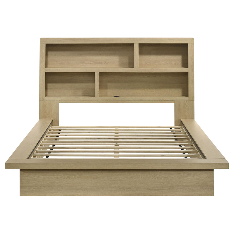 Hendricks Queen Bookcase Headboard Platform Bed Light Oak - detail 4