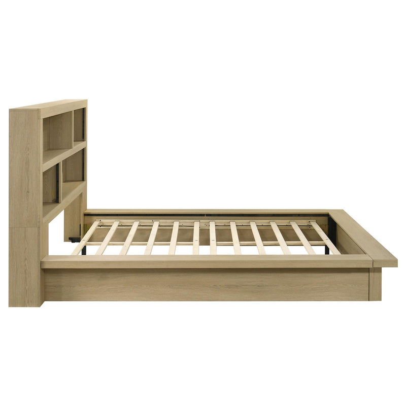 Hendricks Queen Bookcase Headboard Platform Bed Light Oak - detail 6