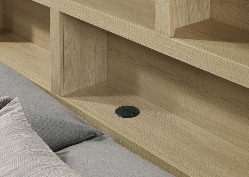 Hendricks Queen Bookcase Headboard Platform Bed Light Oak - detail 7