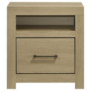 Hendricks 1-drawer Nightstand Bedside Table with Cubby Light Oak - detail 3