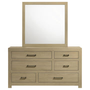 Hendricks 6-drawer Bedroom Dresser and Mirror Light Oak - detail 3