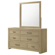 Hendricks 6-drawer Bedroom Dresser and Mirror Light Oak - detail 4