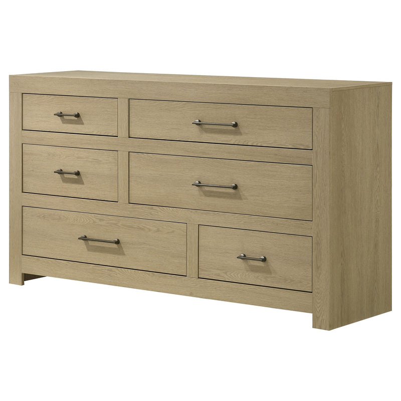 Hendricks 6-drawer Bedroom Dresser Storage Cabinet Light Oak - detail 4