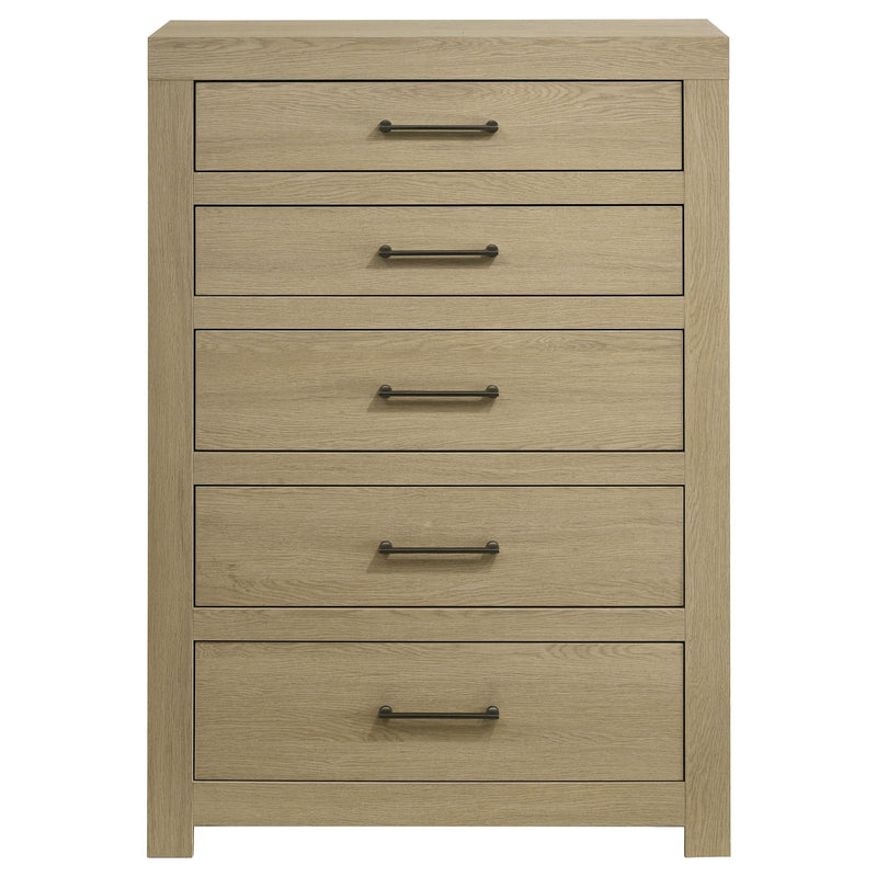 Hendricks 5-drawer Bedroom Chest of Drawers Light Oak - detail 3