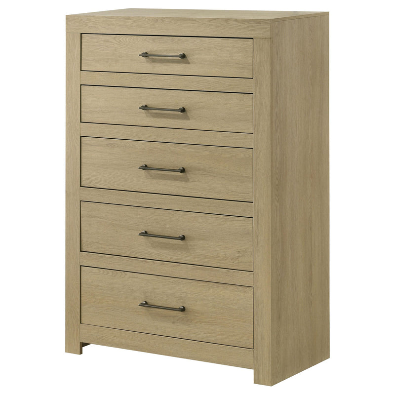 Hendricks 5-drawer Bedroom Chest of Drawers Light Oak - detail 4