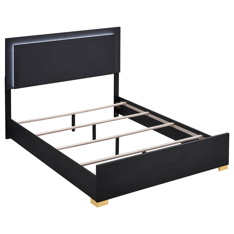 Marceline Wood Queen LED Panel Bed Black - alternate view