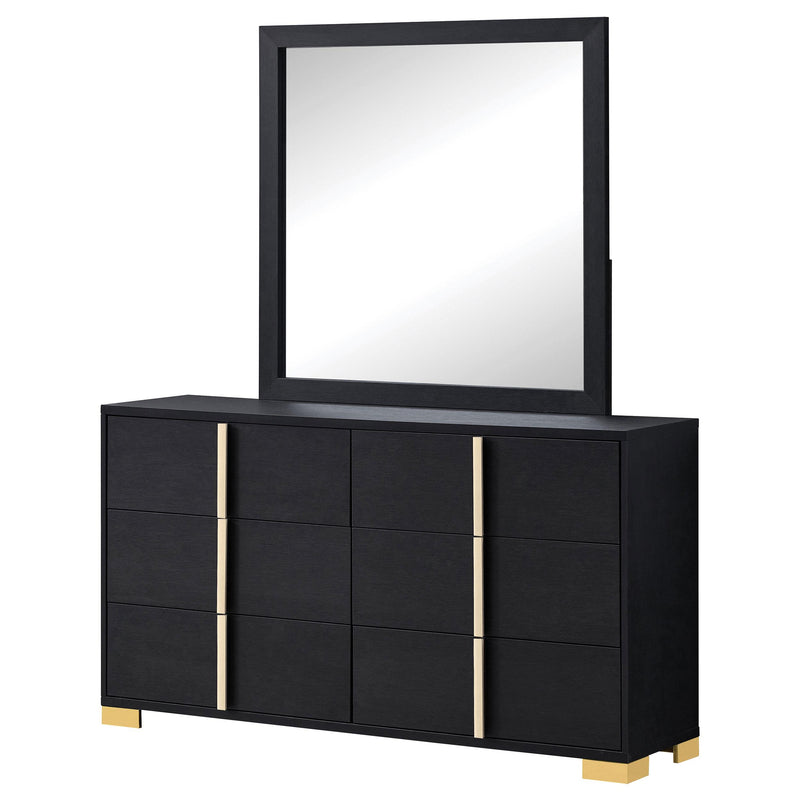 Marceline 6-drawer Dresser with Mirror Black - detail 4