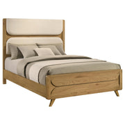 Bennett 63-inch Queen Upholstered Panel Bed Cream and Light Oak - detail 3