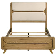 Bennett 63-inch Queen Upholstered Panel Bed Cream and Light Oak - detail 4
