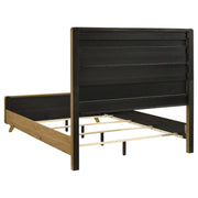 Bennett 63-inch Queen Upholstered Panel Bed Cream and Light Oak - detail 5