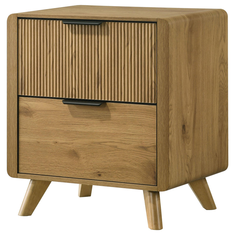 Bennett 2-drawer Bedroom Nightstand Bedside Table Light Oak - detail 4