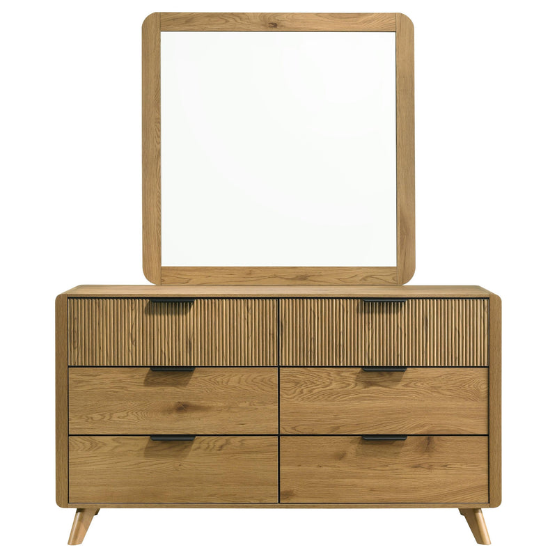 Bennett 6-drawer Bedroom Dresser and Mirror Set Light Oak - detail 3
