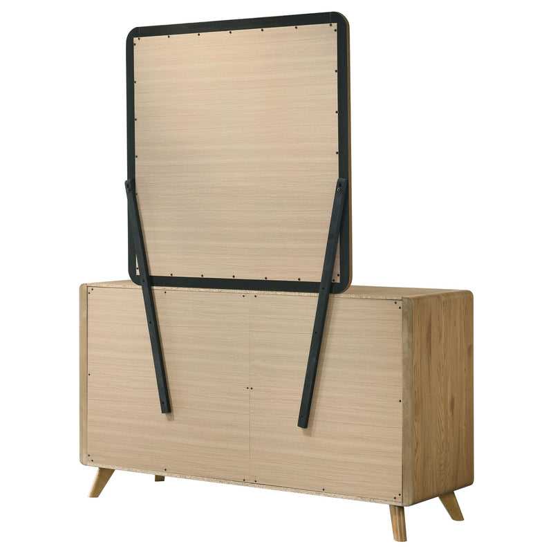 Bennett 6-drawer Bedroom Dresser and Mirror Set Light Oak - detail 8