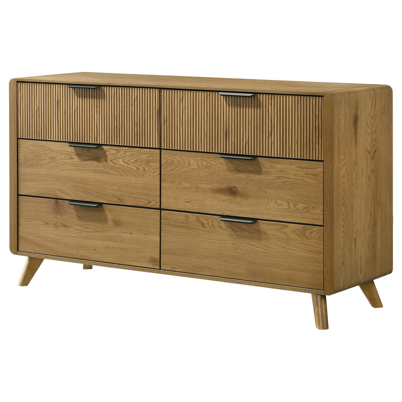 Bennett 6-drawer Bedroom Dresser Cabinet Light Oak - detail 4