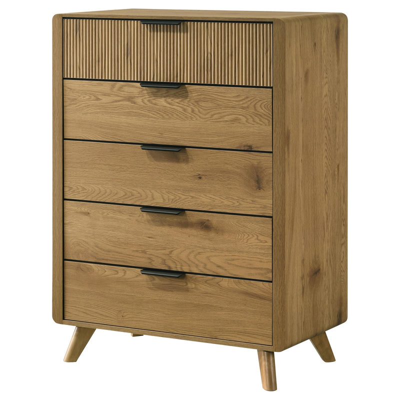 Bennett 5-drawer Bedroom Chest of Drawers Light Oak - detail 4
