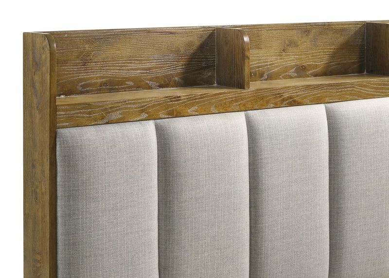 Henderson 57-inch Queen Bookcase Panel Bed Medium Oak - detail 7