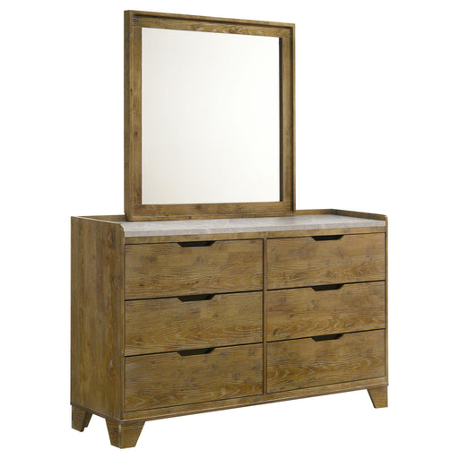 Henderson 6-drawer Bedroom Dresser with Mirror Medium Oak - alternate view