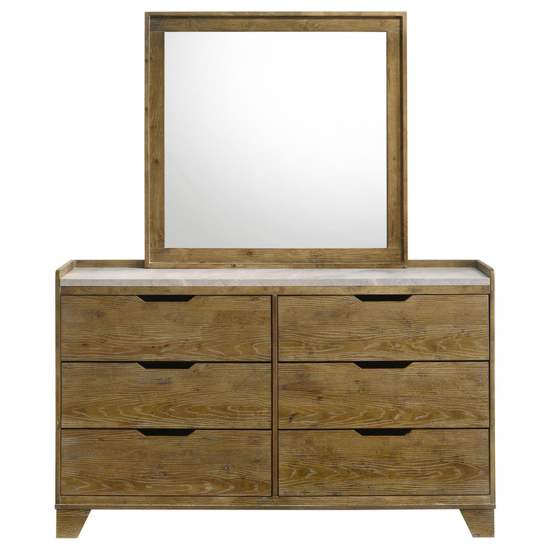 Henderson 6-drawer Bedroom Dresser with Mirror Medium Oak - detail 3