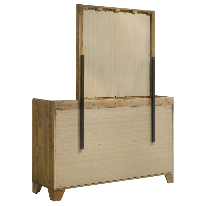Henderson 6-drawer Bedroom Dresser with Mirror Medium Oak - detail 4