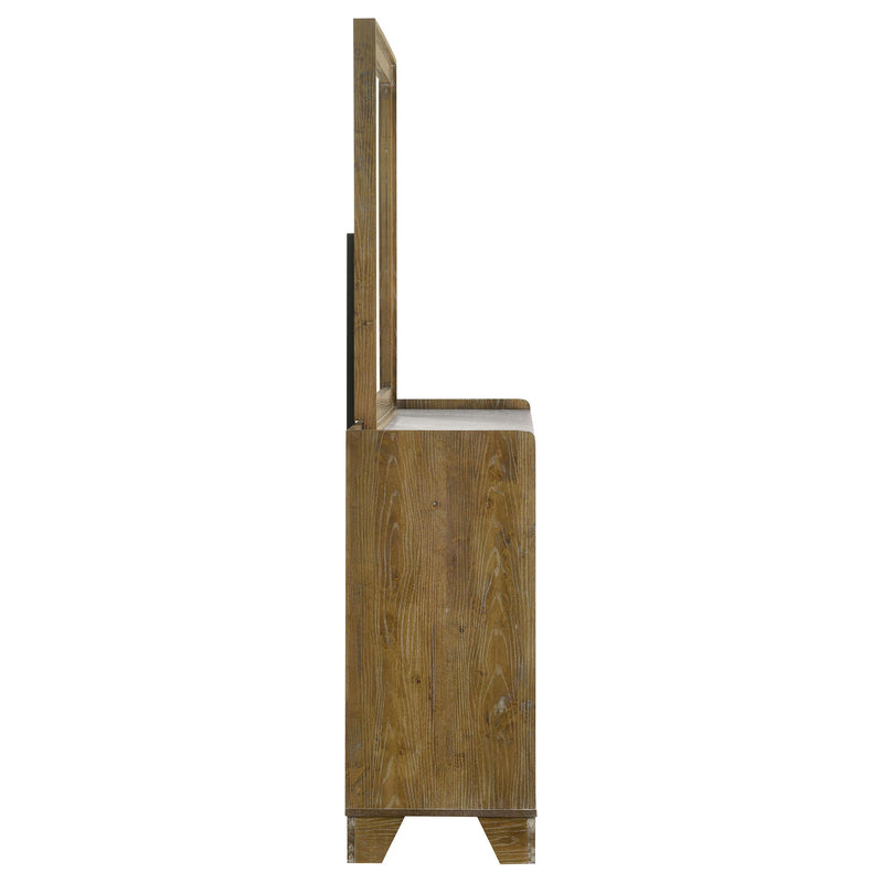 Henderson 6-drawer Bedroom Dresser with Mirror Medium Oak - detail 6