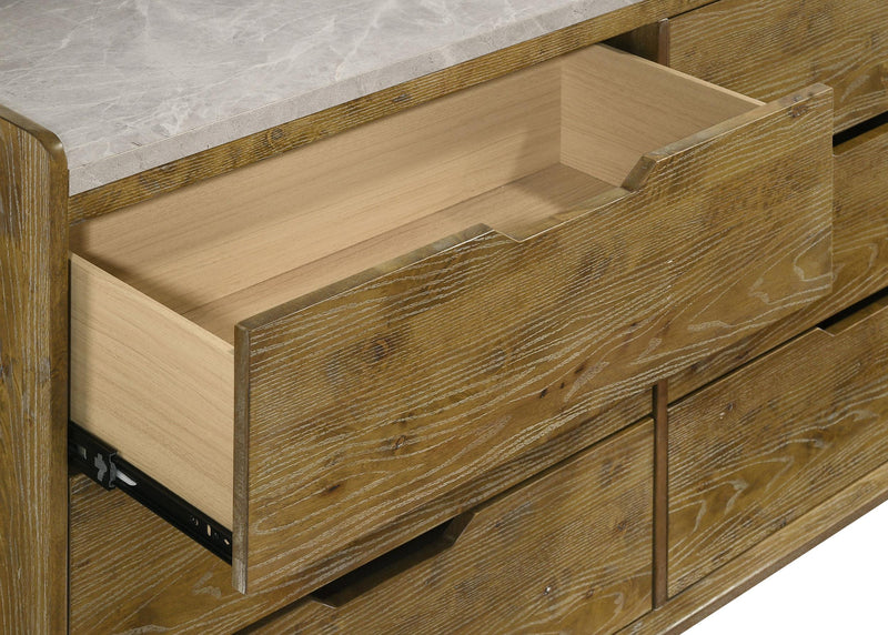 Henderson 6-drawer Bedroom Dresser with Mirror Medium Oak - detail 7