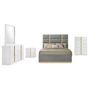 Ines 5-piece Queen Bedroom Set Grey and White High Gloss - alternate view