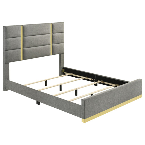 Ines 56-inch Fabric Upholstered Queen Panel Bed Grey - alternate view