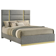 Ines 56-inch Fabric Upholstered Queen Panel Bed Grey - detail 3
